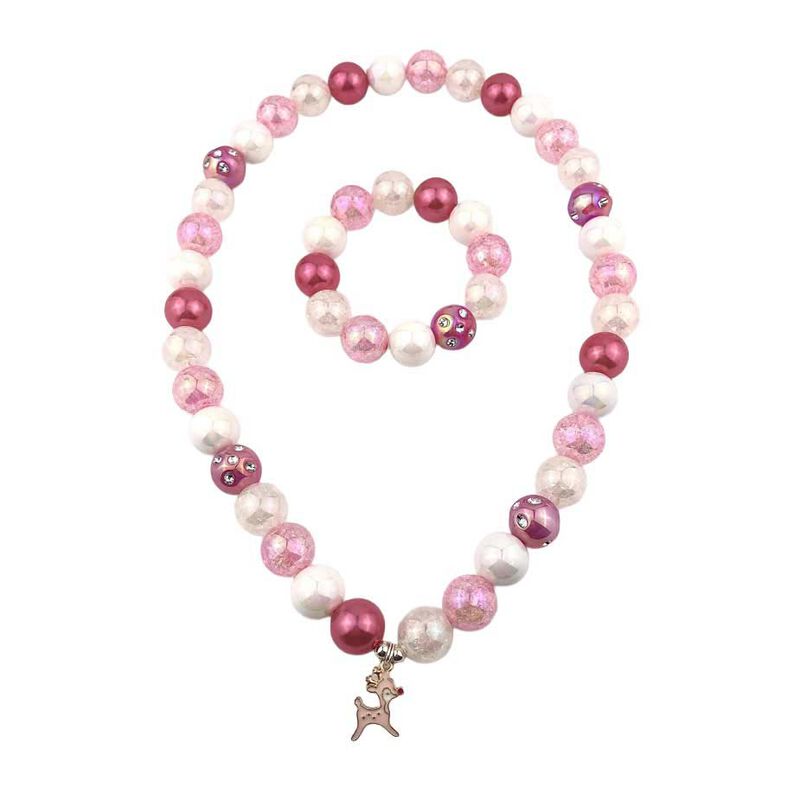 Bubblegum Bella Rudolph Reindeer Charm Necklace & Bracelet Set image number 0